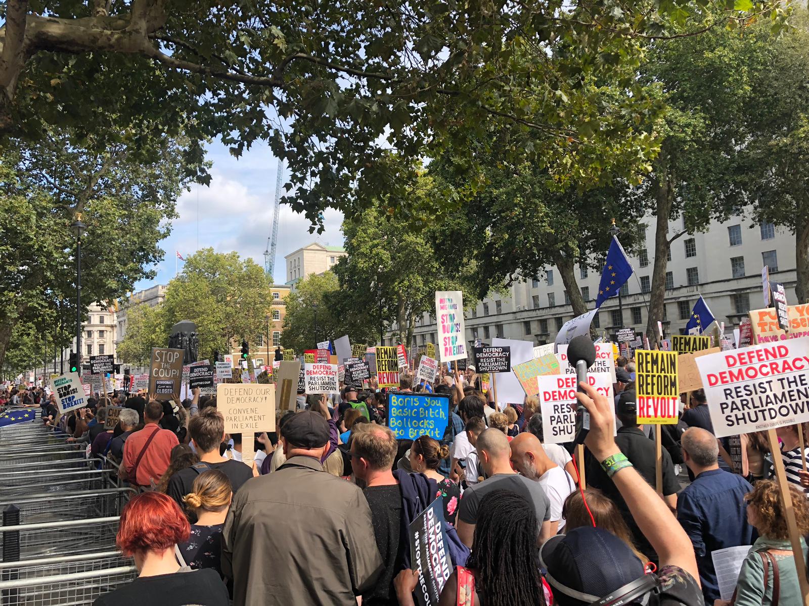 Protesters in Westminster on Saturday morning. CNN