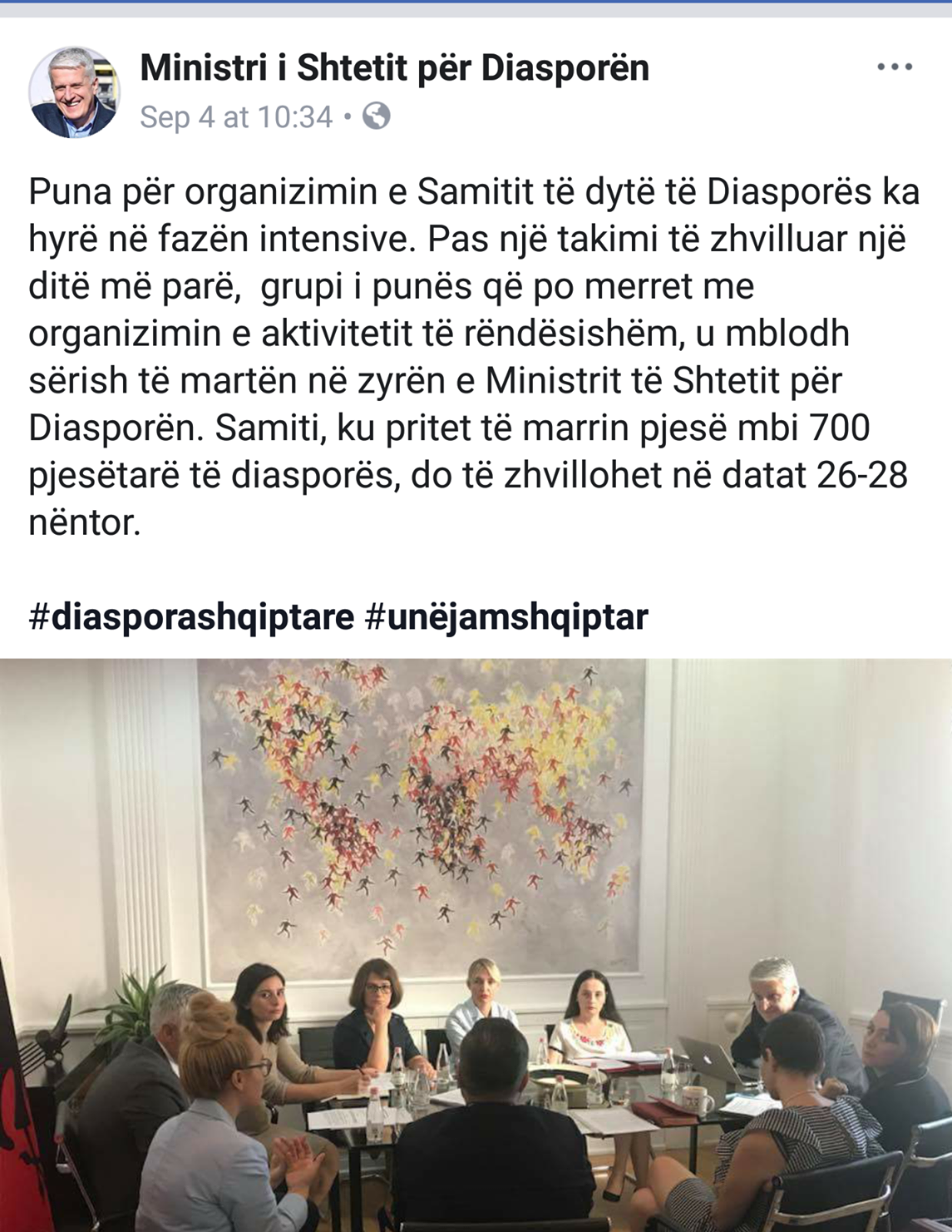 Njoftim per Samitin e dyte nga Ministri i Diaspores